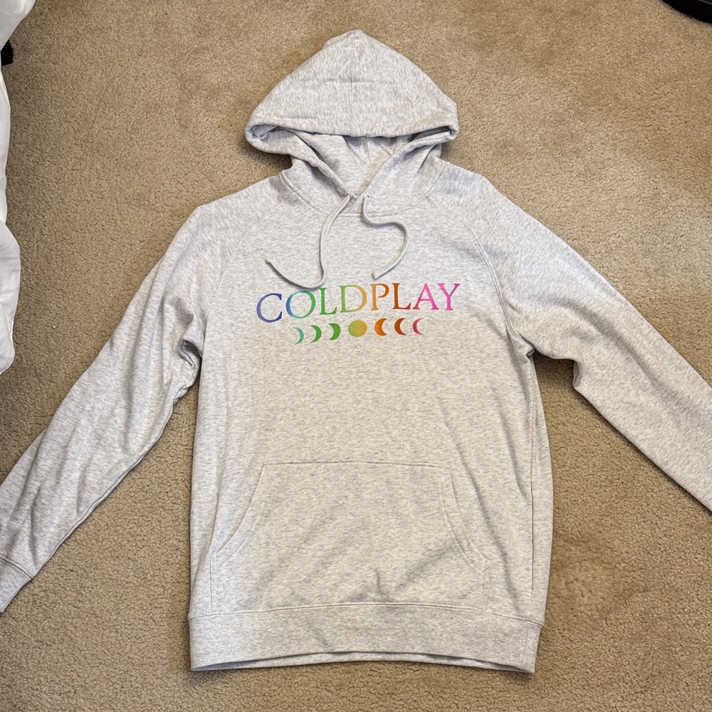Coldplay Fleece Grey Music of the Spheres Rainbow Logo Hoodie